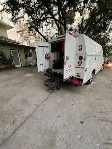 Magnet Plumbing service vehicle on-site for Slab Leak Repair in California Summit